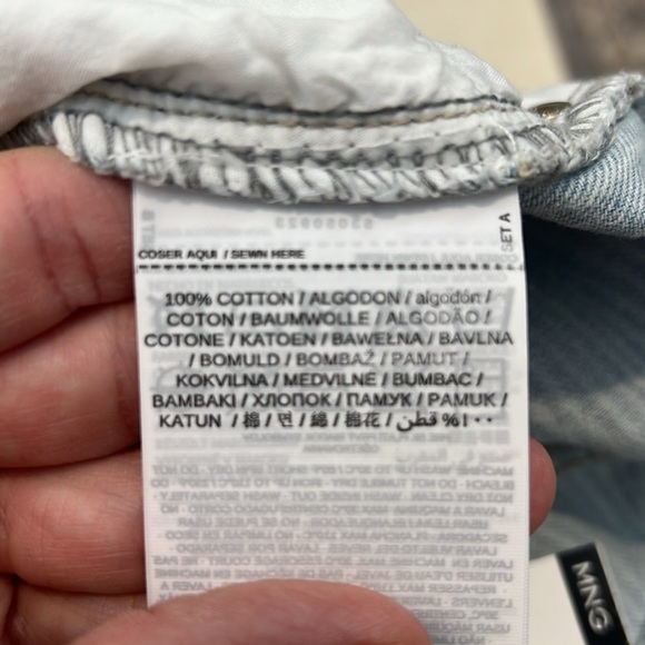 Mango denim Light Blue striped Culotte cropped/mid waist jeans size 4. NWT! - Picture 8 of 8